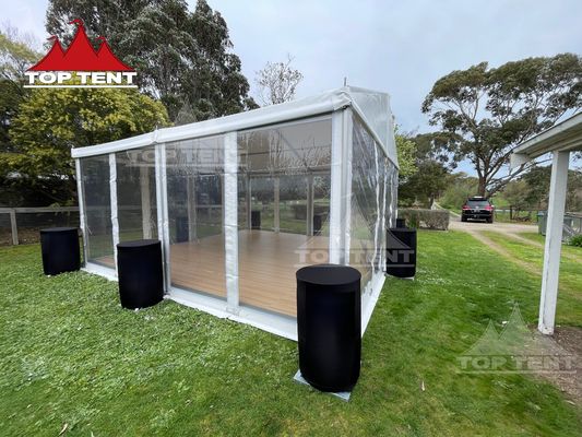 6x6m A Frame Marquee Aluminium Marquee Tent Clear Walls With Cassette Flooring System